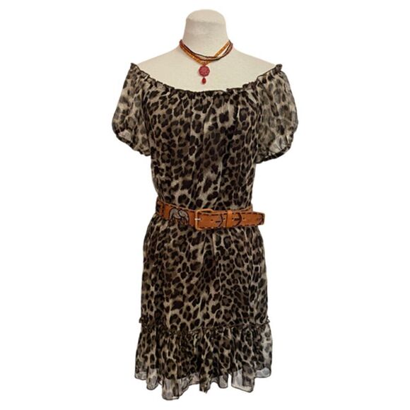 Pinky Leopard print shift Dress Size L - Picture 1 of 9